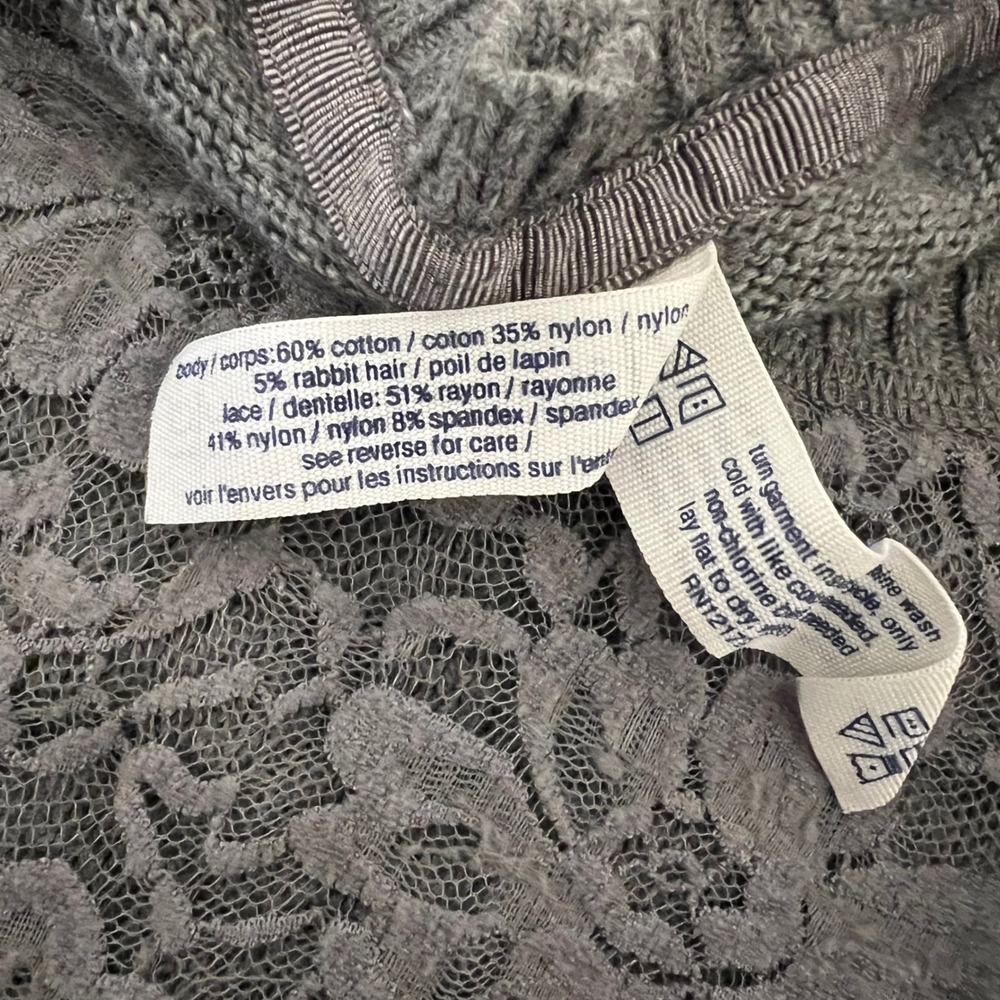 Aeropostale Womens Grey Lace Front Raglan Sleeve Sweater Size Extra‎ Large - Picture 6 of 8